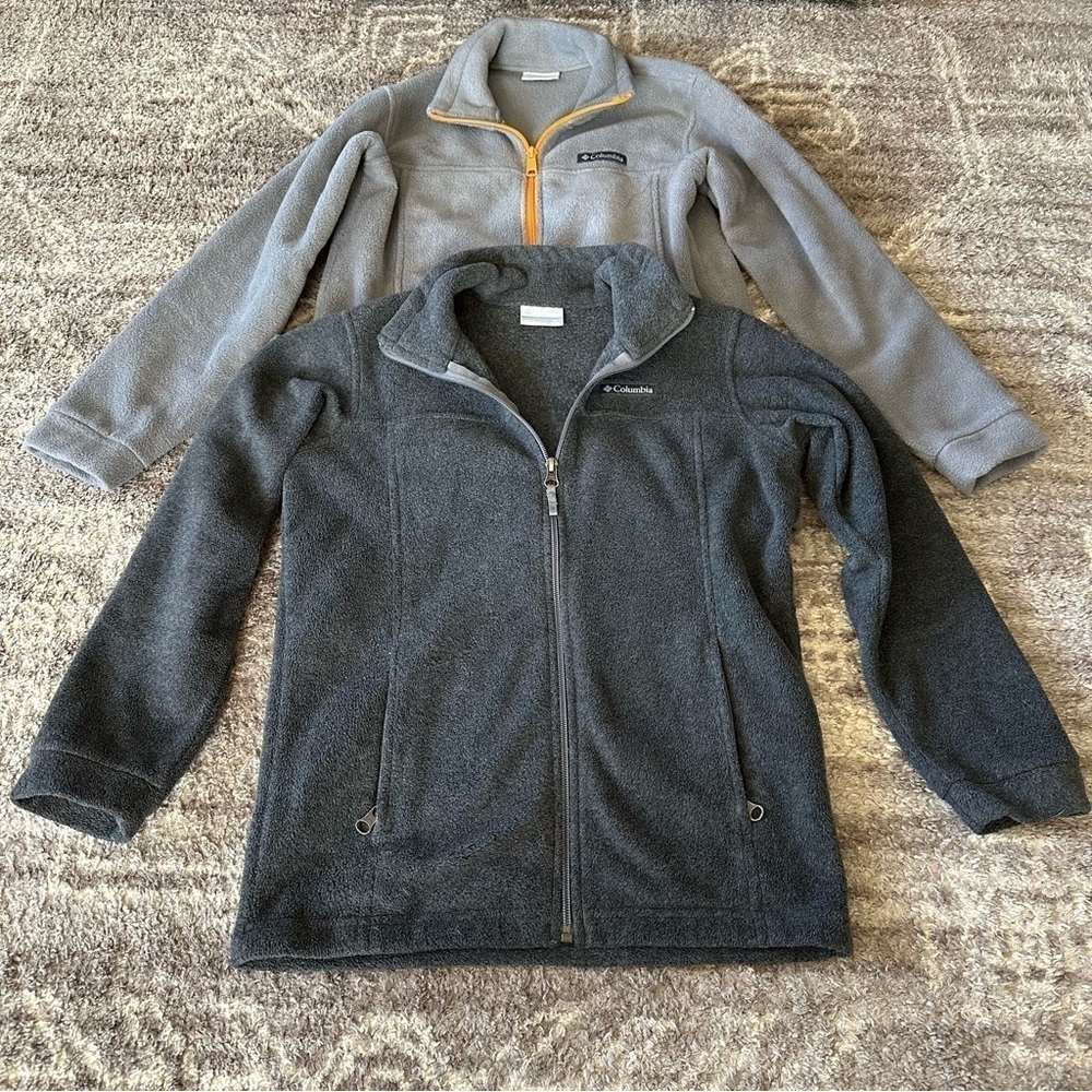 Columbia Boys Steens Mountain Fleece Zip Up Jackets Light Grey/Dark Grey 10/12